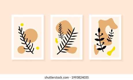 Set Abstract Boho Collection Contemporary Vector Botanical Floral Plants Desgin Doodle Elements Posters Minimal Natural For Print, Cover, Invitation, Greeting Card Wallpaper Wall Art