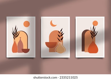 Set of abstract boho contemporary modern poster for wall art decoration