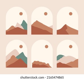 conjunto de paisajes abstractos de boho