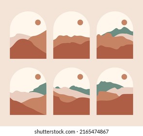 set of abstract boho landscape