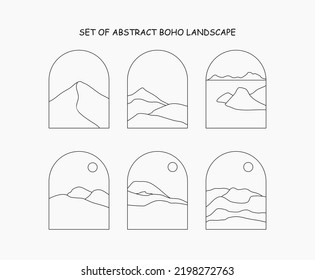set of abstract boho landscape