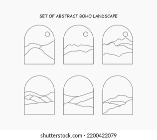 set of abstract boho landscape