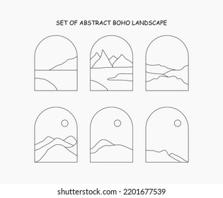 set of abstract boho landscape