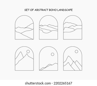 set of abstract boho landscape