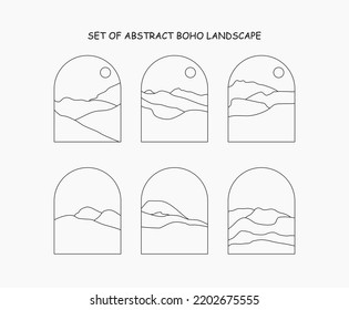 set of abstract boho landscape