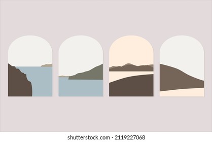 Set of Abstract Boho Landscape. Abstract Boho Landscape illustration. Suitable for poster, decoration, wall hanging, and others