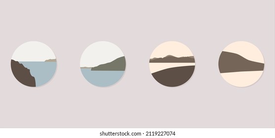 Set of Abstract Boho Landscape. Abstract Boho Landscape illustration. Suitable for poster, decoration, wall hanging, and others