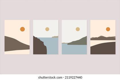 Panorama Resumen del Boho. Resumen de la ilustración de Boho Landscape. Adecuado para afiches, decoración, colgaduras en las paredes y otros