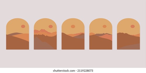 Set of Abstract Boho Landscape. Abstract Boho Landscape illustration. Suitable for poster, decoration, wall hanging, and others