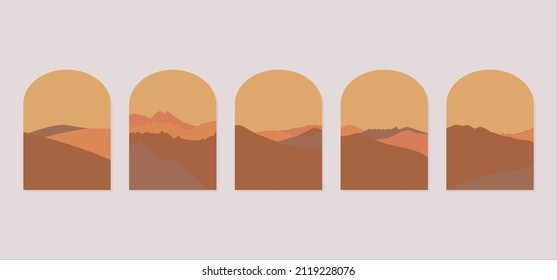 Panorama Resumen del Boho. Resumen de la ilustración de Boho Landscape. Adecuado para afiches, decoración, colgaduras en las paredes y otros