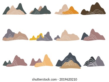 Set of Abstract Boho Mountain