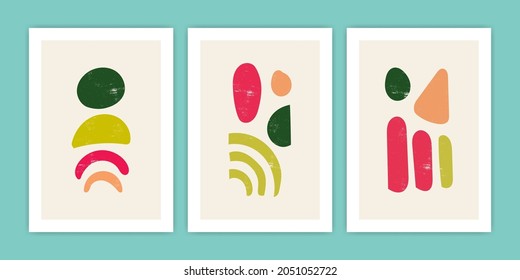 Set of Abstract Boho Shape Poster Illustration
