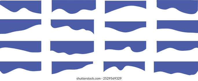 Set of abstract border shape for website design. Collection of dividers shape templates. Divider shapes top and bottom for web page. Vector Illustration