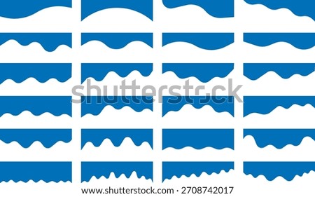 Set of abstract border shapes and dividers with wave curves. Ideal for web templates, presentations, graphic projects, or UI components.