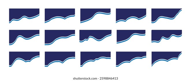 Set of abstract border shapes for website design. Collection of divider shape templates.  abstract design element for top and bottom page web site.

