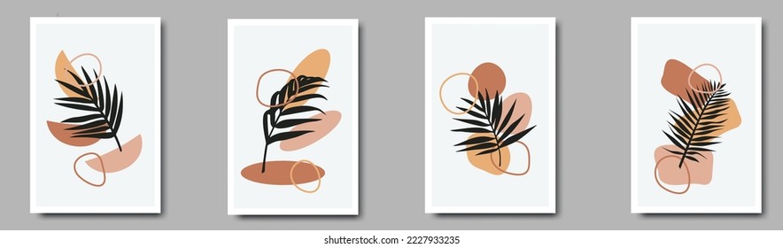 Set of Abstract botanical backgrounds with hand drawn.