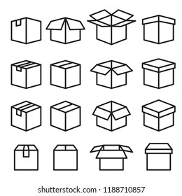 Set of Abstract Box Vector Line Icons