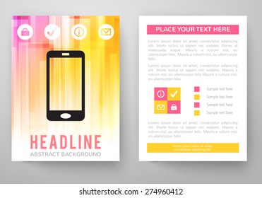 Set of abstract bright background for flyer, brochure template. Vector illustration for modern design. Mobile technologies, applications and online services infographic concept.