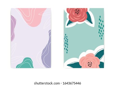 Conjunto abstracto de colores vivos. diseños para medios sociales, tarjetas de texto, impresiones, bodas, aniversario, cumpleaños, invitaciones a fiestas, afiches. Vector.
