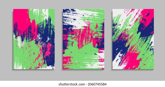 Set Of Abstract Bright Colorful Splatter Paint Texture Background Design Template