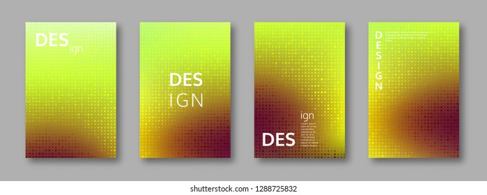 Set of abstract bright colors minimal cover design. Halftone effect, mosaic background. Vector illustration.