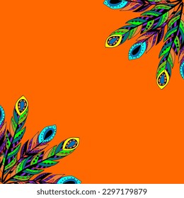 Conjunto de plumas abstractas de colores vivos.