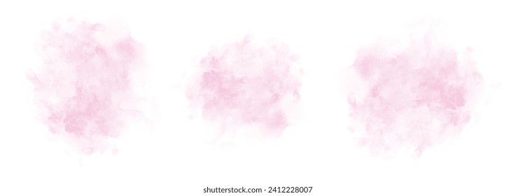 Set of abstract bright pink watercolor water splash on a white background. Vector watercolour texture in salad color. Ink paint brush stain. Green splatters spot. Watercolor pastel splash