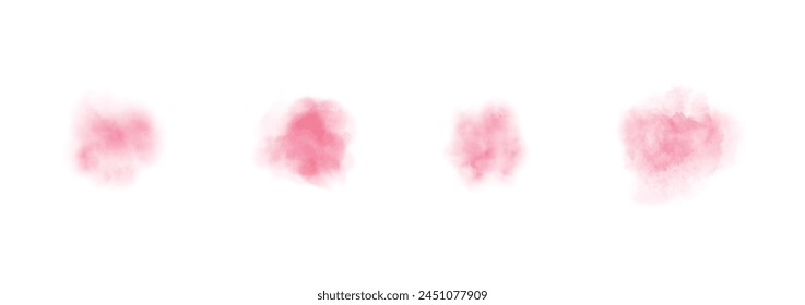 Set of abstract bright red watercolor water splash on a white background. Vector watercolour texture in salad color. Ink paint brush stain. Bright red splatters spot. Watercolor pastel splash