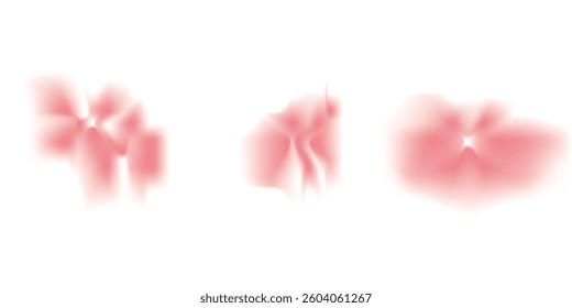 Set of abstract bright red watercolor splashes on a white background. vector illustration