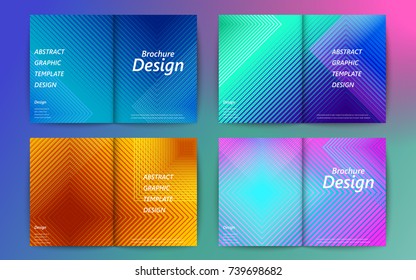 Set of abstract brochure design, colorful geometric stripes pattern