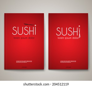 Set of abstract brochure / menu template with sushi background design. Clean and modern style collection