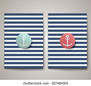 Set of abstract brochure templates with anchor icon background design. Clean and modern style collection 