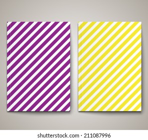 Set of abstract brochure templates with striped background design. Clean and modern style collection 