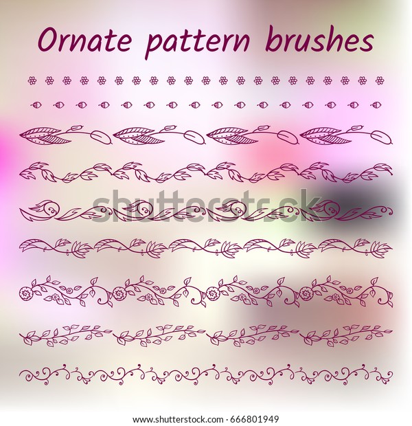 Set of
abstract brush patterns, borders, ribbons or dividers. Vector
brushes included. Different elements in each
set