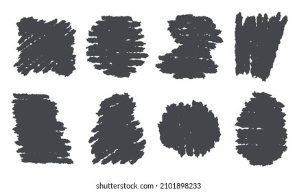 Set of abstract brush strokes of black paint or ink made by hand. Grunge style vector backgrounds.