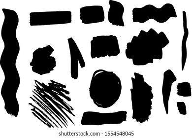 Set abstract brushes and strokes, doodle pattern background. Modern beautiful grunge and stripes. Vector.