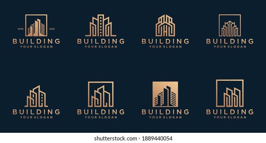 Conjunto de plantillas de logotipo de construcción abstractas