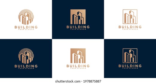 Set of abstract building logo template