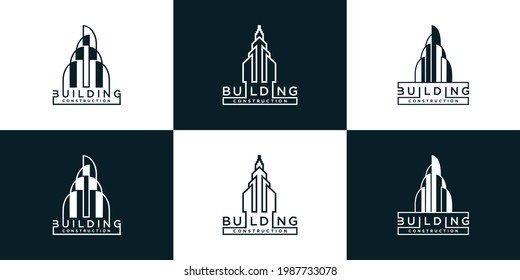 Set mit abstrakter Baulogo-Vorlage mit modernem Konzept Premium Vector