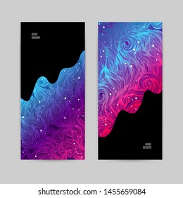 Set of abstract business background banner beautiful waves and swirls