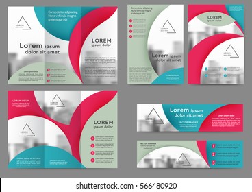 Set of abstract business brochures and banners with lines and waves