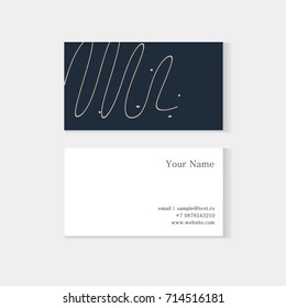 Set of abstract business cards with scribble textures, abstract lines on dark blue background. Use for posters, art prints, greeting and business cards, banners, labels, book covers, graphic designs