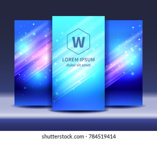 Set of abstract business flyer in blue colors vector templates