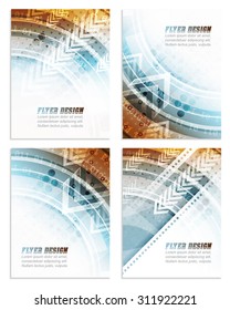 Set of abstract business flyer template with technological pattern, corporate banner or cover design/vector illustration