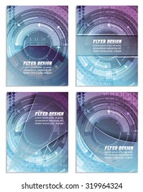 Set of abstract business flyer template with technological pattern, magazine, cover design or corporate banner/can be used for print, presentation or publishing/vector illustration