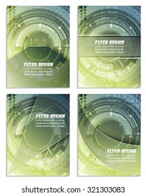Set of abstract business flyer template with technological pattern, magazine, cover design or corporate banner/can be used for print, presentation or publishing/vector illustration