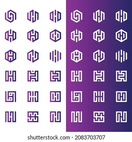 set of abstract business letter geometric logo design vector