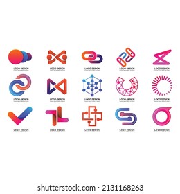 set of abstract business logo design