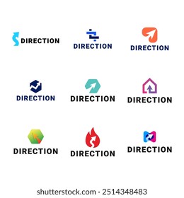 Set of Abstract business logo design template with arrow symbol.