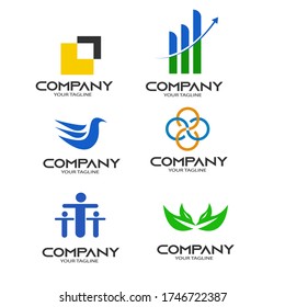 Set of abstract business logo icon design template elements